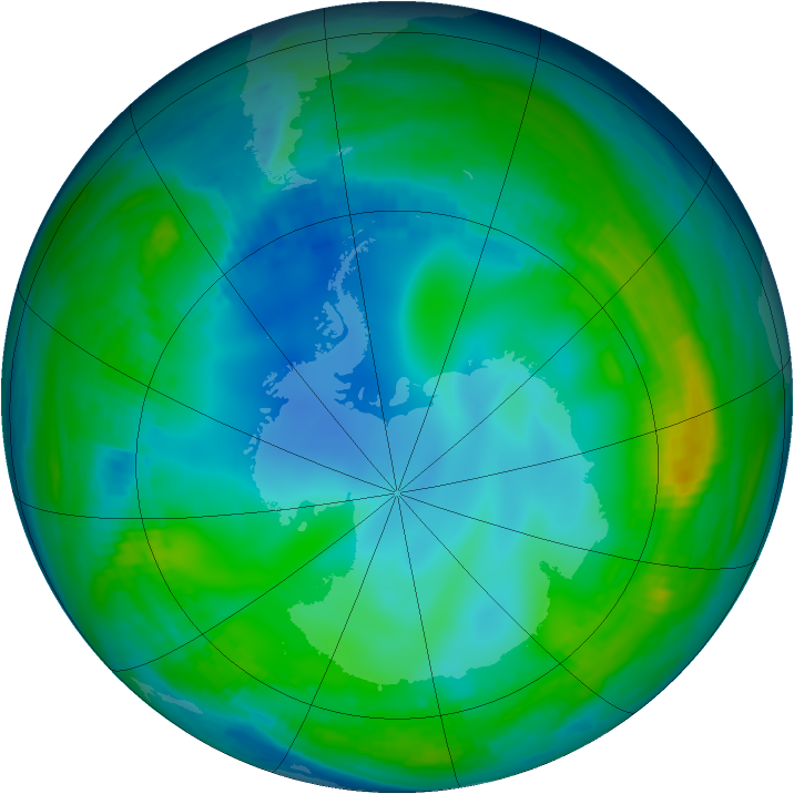 Antarctic ozone map for 29 May 1998